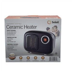 Soleil MH-08B 250 Watt Personal Electric Ceramic Space Desktop Heater Black